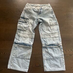 Garage Light Blue Straight Leg Cargo Jeans 25